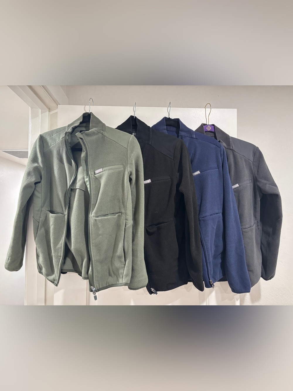 Figs Lightweight Fleece Jacket in Sage, Black, Navy, Charcoal lot